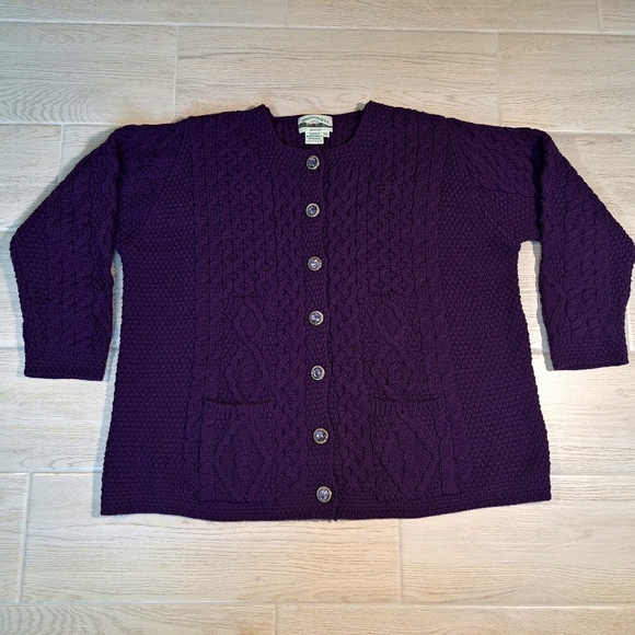 Aran Crafts Ireland Meriono Wool Chunky Knit Button Front Cardigan Sweater - XXL - Picture 2 of 8